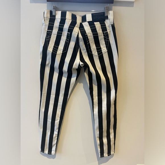 True Religion Halle Black and White Striped Skinny Jeans - Picture 2 of 6